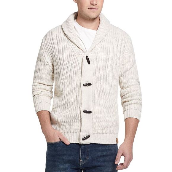 Weatherproof Vintage Men's Ribbed Cardigan with Toggles Brown Size XX-Large